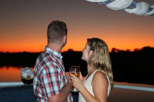 celebrating on a houseboat